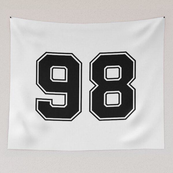 Item preview, 98 American Football Classic Vintage Sport Jersey Number in black number on white background for american football, baseball or basketball designed and sold by Marcin Adrian.