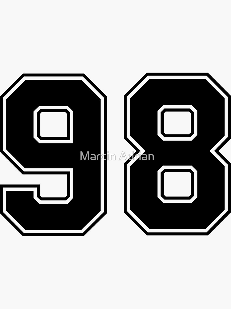 98 American Football Classic Vintage Sport Jersey Number in black number on  white background for american football, baseball or basketball Sticker for  Sale by Marcin Adrian