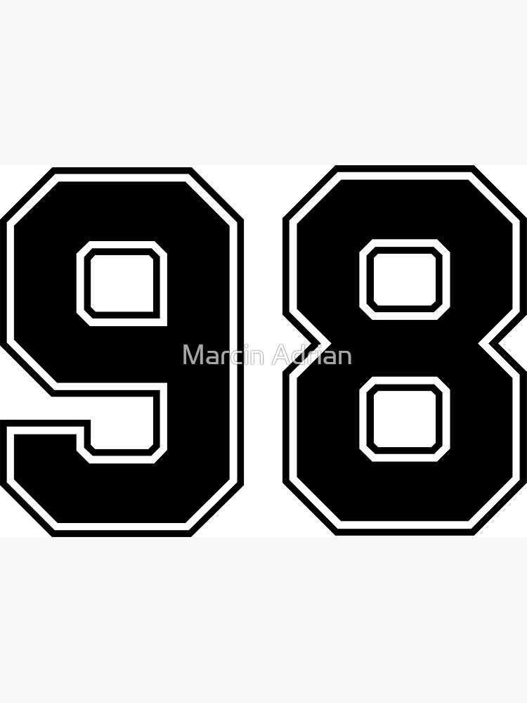 98 American Football Classic Vintage Sport Jersey Number in black number on white background for american football baseball or basketball Magnet for Sale by Marcin Adrian Redbubble