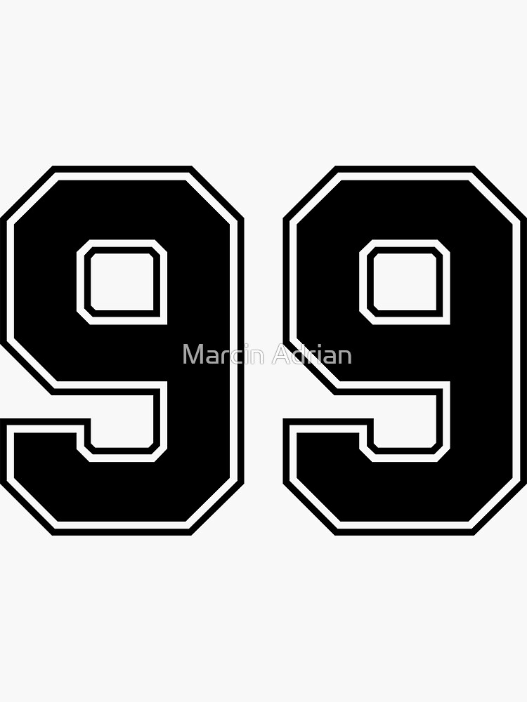 99 American Football Classic Vintage Sport Jersey Number in black number on  white background for american football, baseball or basketball | Sticker