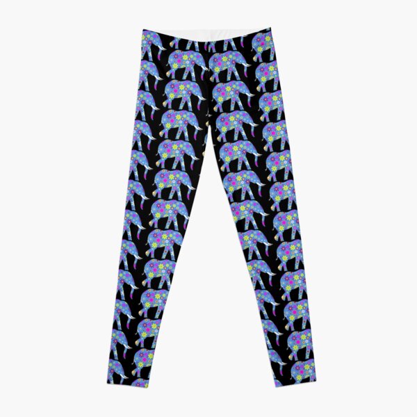 Cute Elephant Floral Pattern Design - Unique Elephant Lover Gift Ideas Leggings