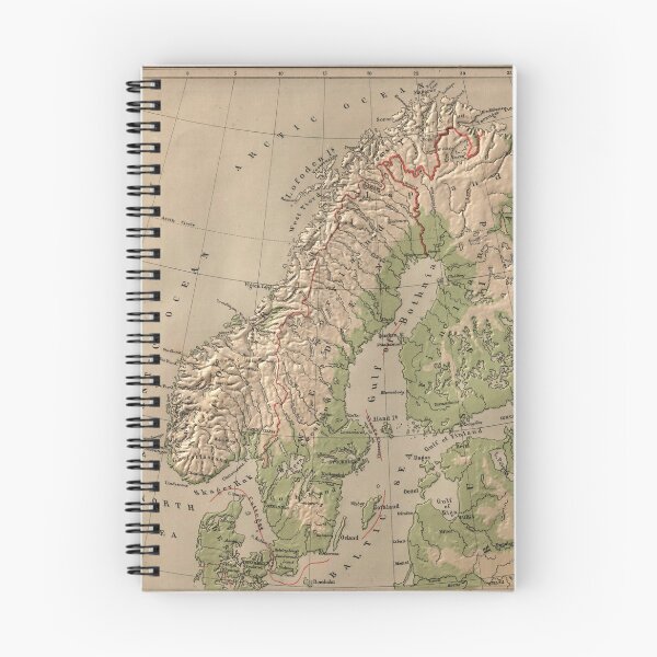 Item preview, Vintage Physical Map of Norway and Sweden (1880) designed and sold by BravuraMedia.