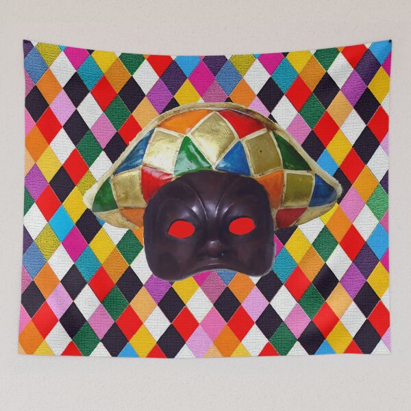 Item preview, HARLEQUIN MASK AND COLORFUL RHOMBI Venetian Carnival Mardi Gras Masks designed and sold by BulganLumini.