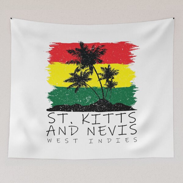 Item preview, St. Kitts and Nevis National Colours in Background of Palm silhouette designed and sold by IdentiTee Studios.