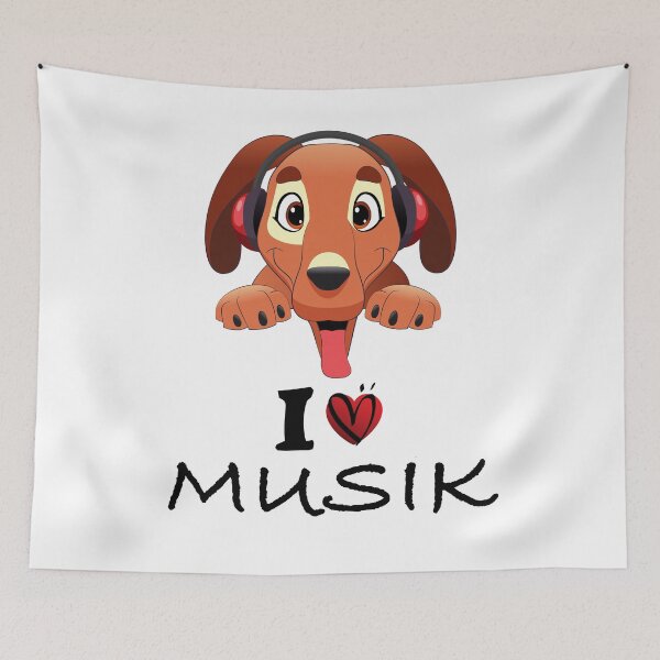 Item preview, I love music dog headphones designed and sold by NixBob.