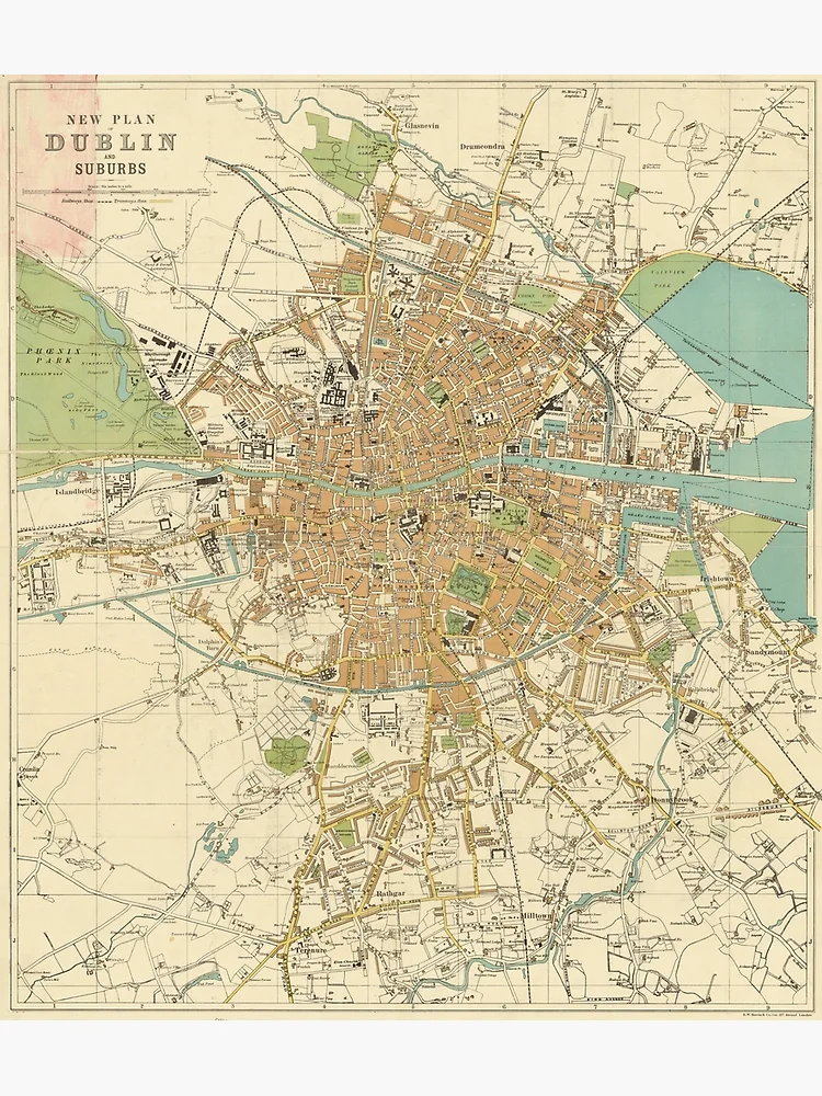 Old Dublin Ireland outlet Map (1883) Vintage Irish Capital City Atlas Shower Curtains