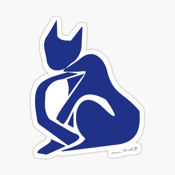 Henri Matisse - Blue Cat - Original Artwork Reproduction, Prints, Posters, Tshirts, Bags, Mugs, Men, Women, Youth Sticker
