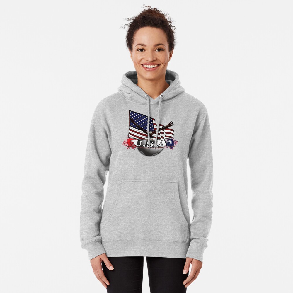 USA Soccer with Eagle & Flag Pullover Hoodie
