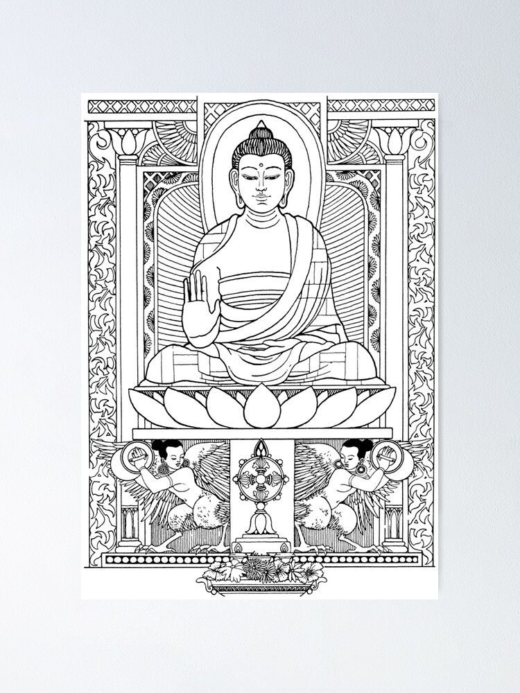 Bouddha noir et blanc Poster