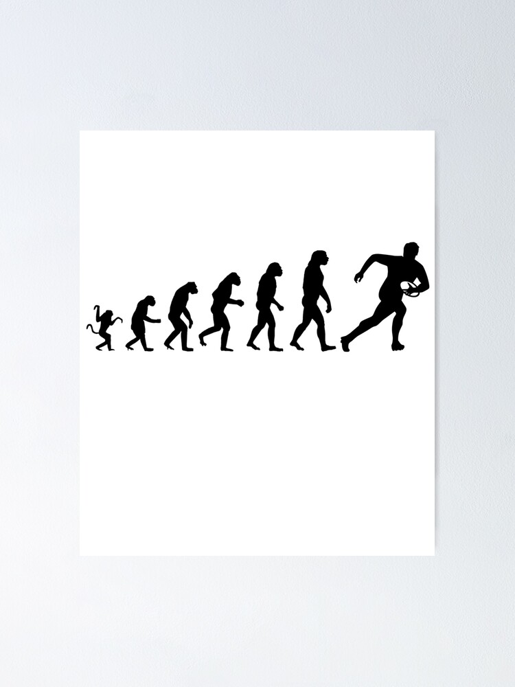 Thumbnail 1 of 3, Poster, Human Evolution Playing Rugby designed and sold by mattw887.