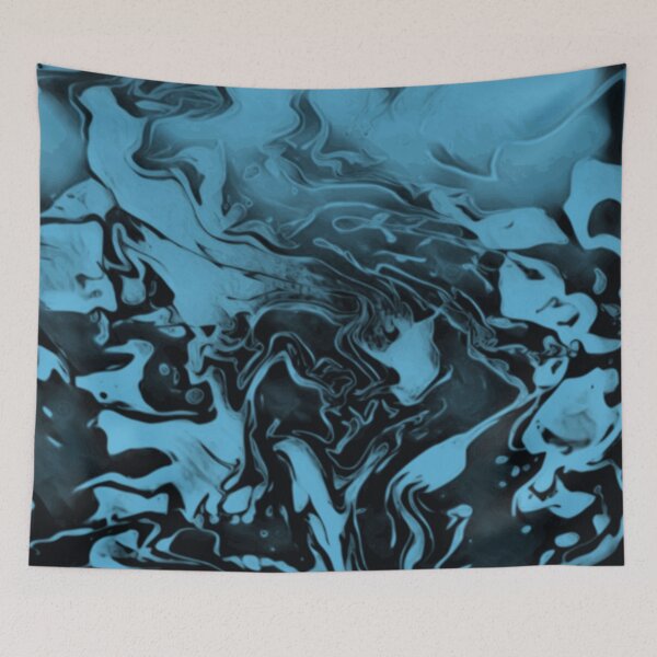 Item preview, Blue and Black (fusion) - blue and black abstract swirls designed and sold by JaycraveDesigns.