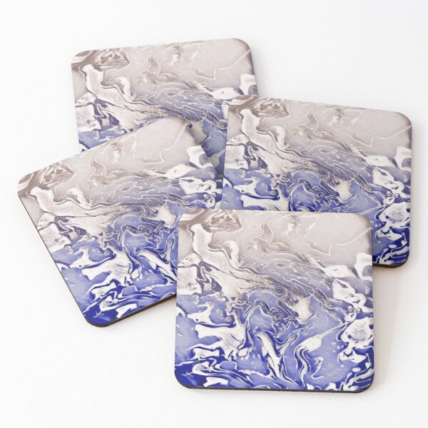 Item preview, Water Under the Bridge - blue tan white and brown abstract swirls designed and sold by JaycraveDesigns.
