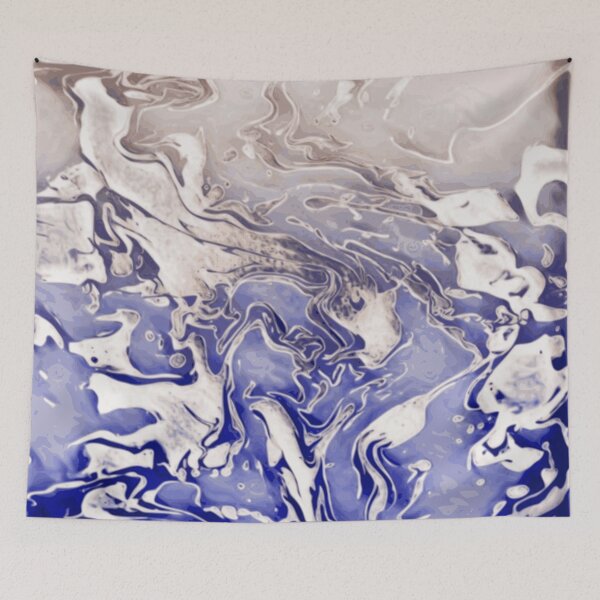 Item preview, Water Under the Bridge - blue tan white and brown abstract swirls designed and sold by JaycraveDesigns.