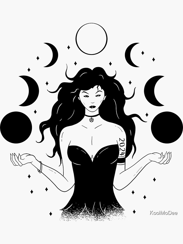 Goddess Eclipse 2024 Black Sticker For Sale By KoolMoDee Redbubble   Bg,f8f8f8 Flat,750x,075,f Pad,750x1000,f8f8f8 