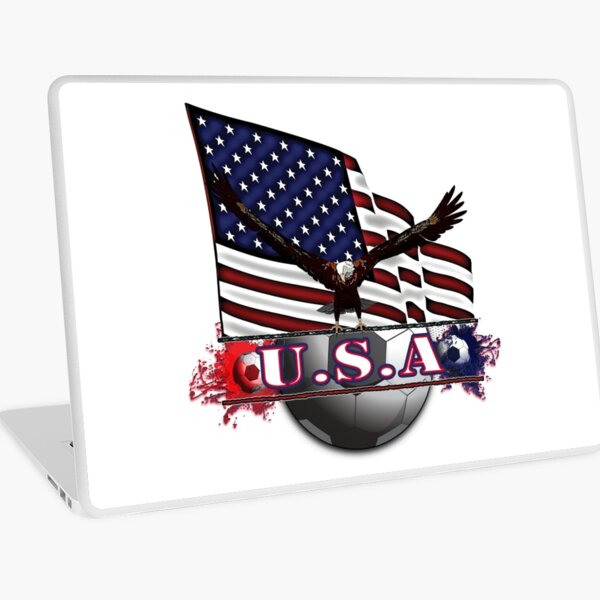 Red White & Blue USA Soccer with Eagle & Flag Laptop Skin