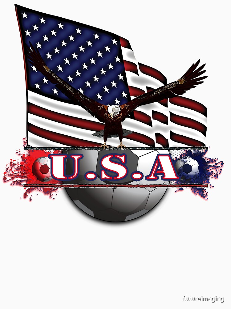 Red White & Blue USA Soccer with Eagle & Flag by futureimaging