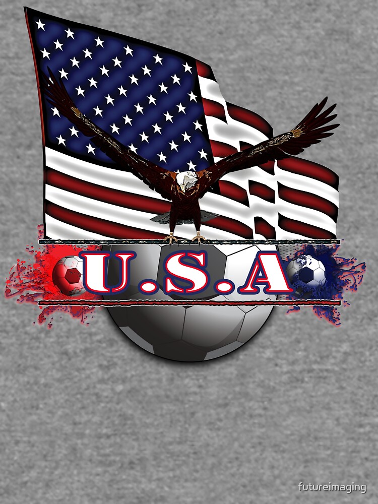 Red White & Blue USA Soccer with Eagle & Flag by futureimaging