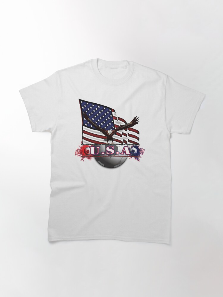 Alternate view of Red White & Blue USA Soccer with Eagle & Flag Classic T-Shirt