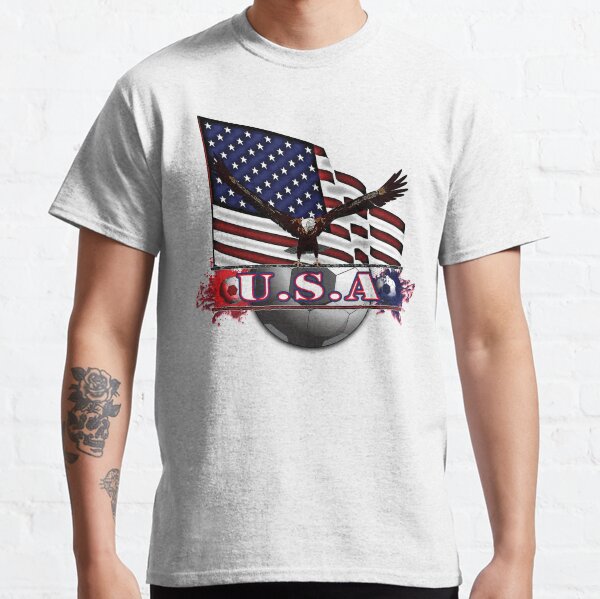 Red White & Blue USA Soccer with Eagle & Flag Classic T-Shirt