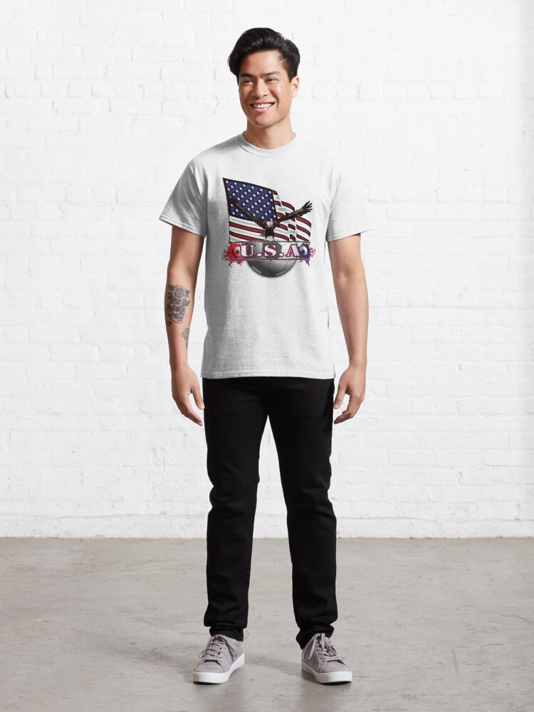 Alternate view of Red White & Blue USA Soccer with Eagle & Flag Classic T-Shirt