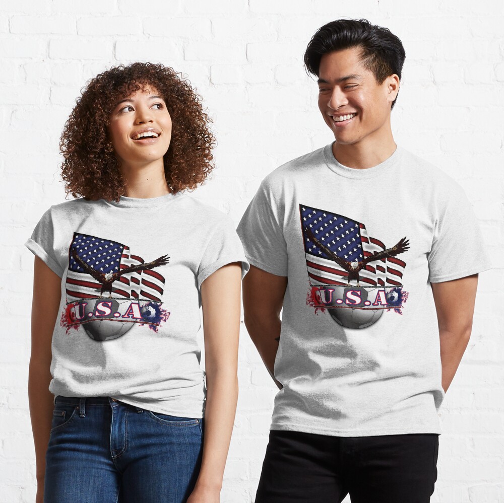 Red White & Blue USA Soccer with Eagle & Flag Classic T-Shirt