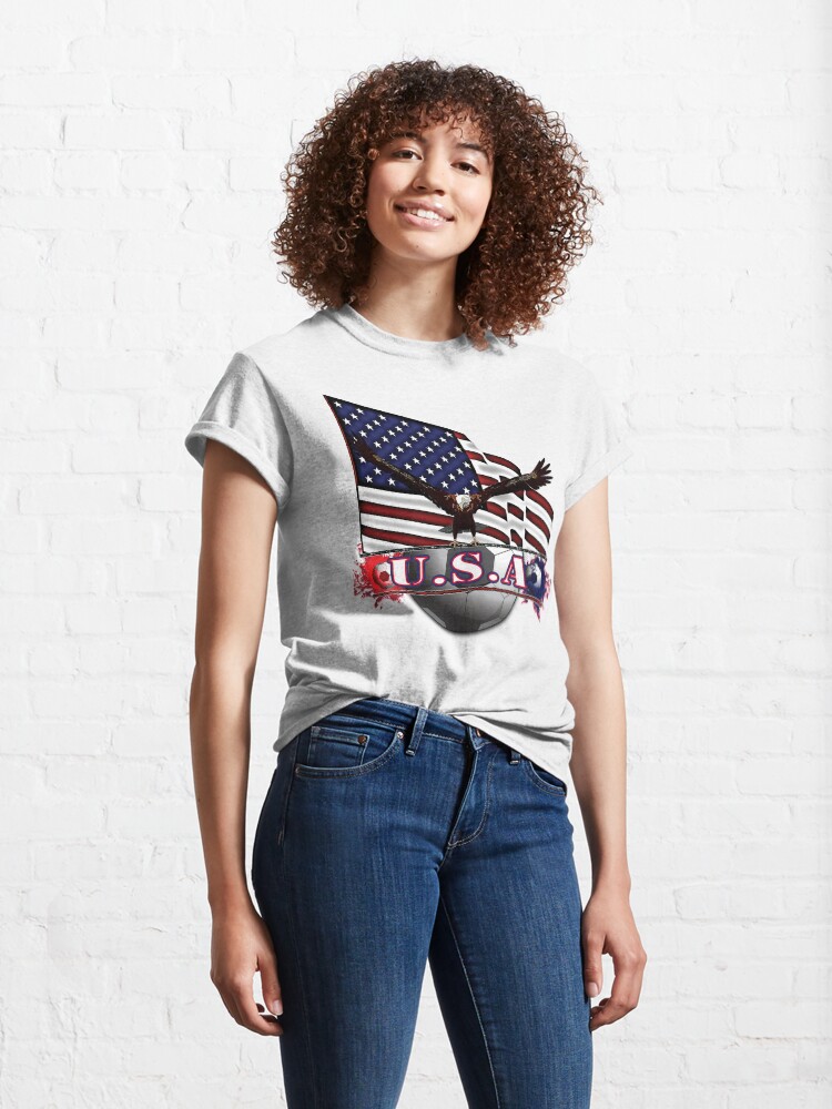 Alternate view of Red White & Blue USA Soccer with Eagle & Flag Classic T-Shirt