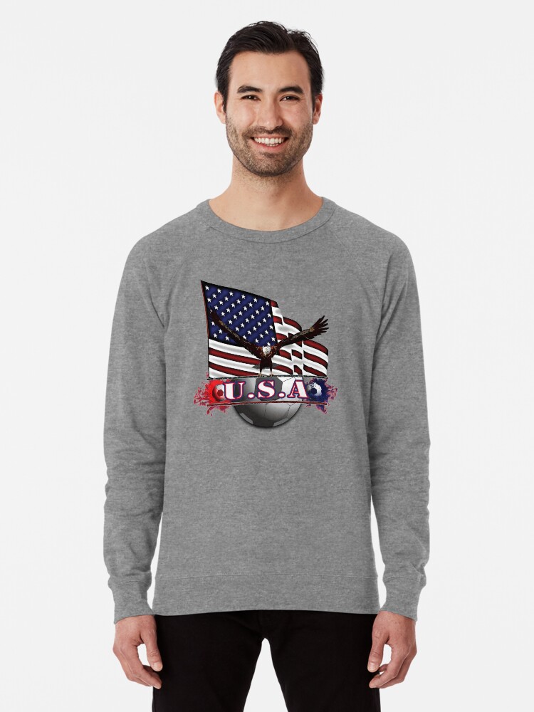 Alternate view of Red White & Blue USA Soccer with Eagle & Flag Lightweight Sweatshirt