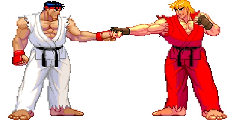 3rd Strike Ryu And Ken Fist Bump By Theotrain Redbubble 