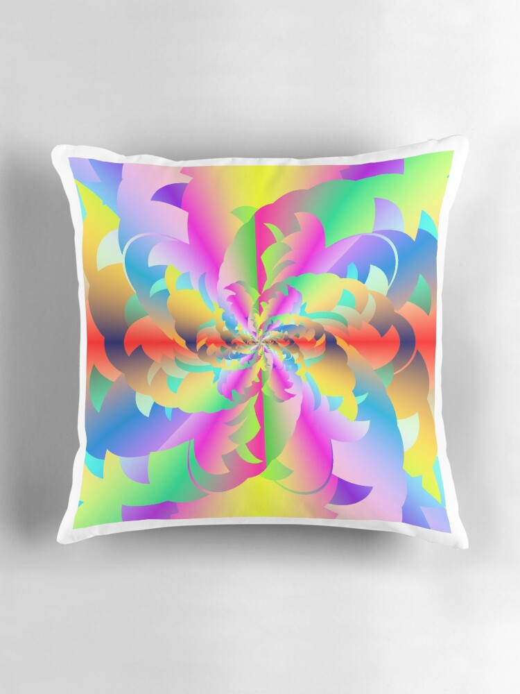 Thumbnail 3 of 4, Pillow, Fractured Fractal Fire Flower Flameout designed and sold by zedpower.