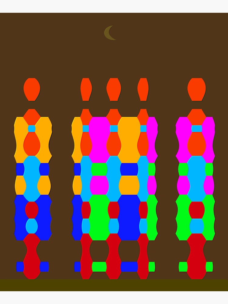 Thumbnail 3 of 3, Sticker, "Midnight Queue" (Geometric Flat) designed and sold by Vk91art.