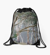 Trees in the mist. Drawstring Bag