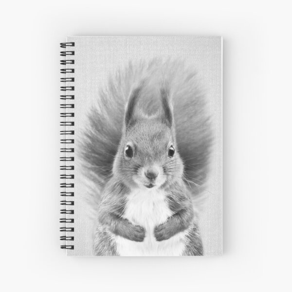 Squirrel 2 - Black & White Spiral Notebook