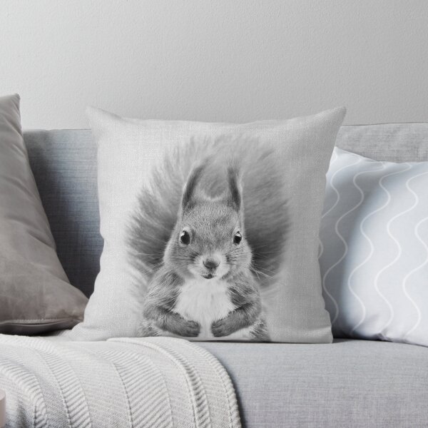Squirrel 2 - Black & White Throw Pillow