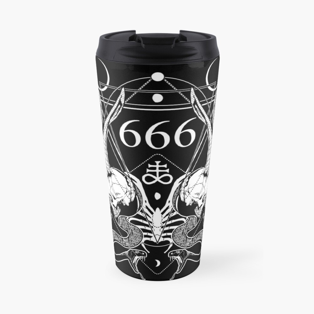 666 with some skulls, serpents and Leviathan cross Travel Coffee Mug