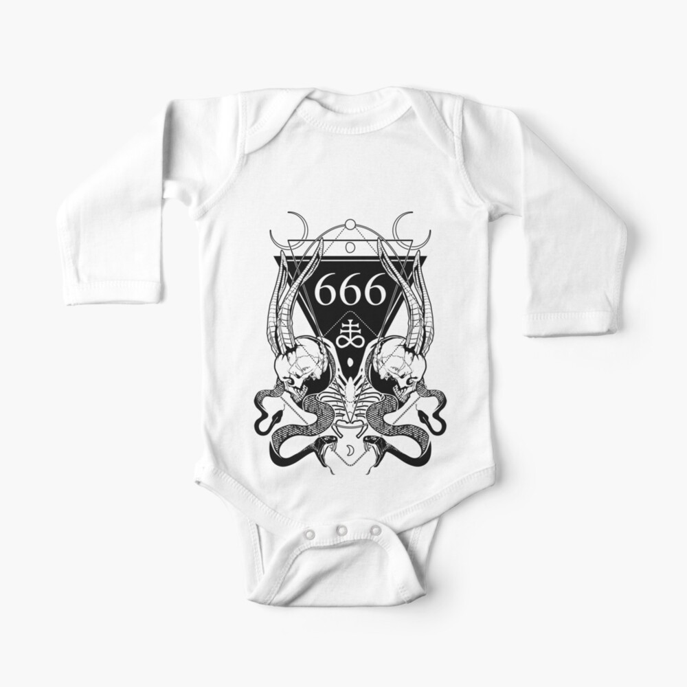 666 With Some Skulls Serpents And Leviathan Cross Baby One Piece By Vonkowen Redbubble