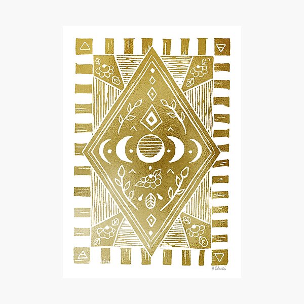 Moon Phases - metallic gold Photographic Print