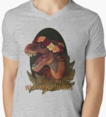 Camiseta para hombre de cuello en v Dinosaur Eats Man