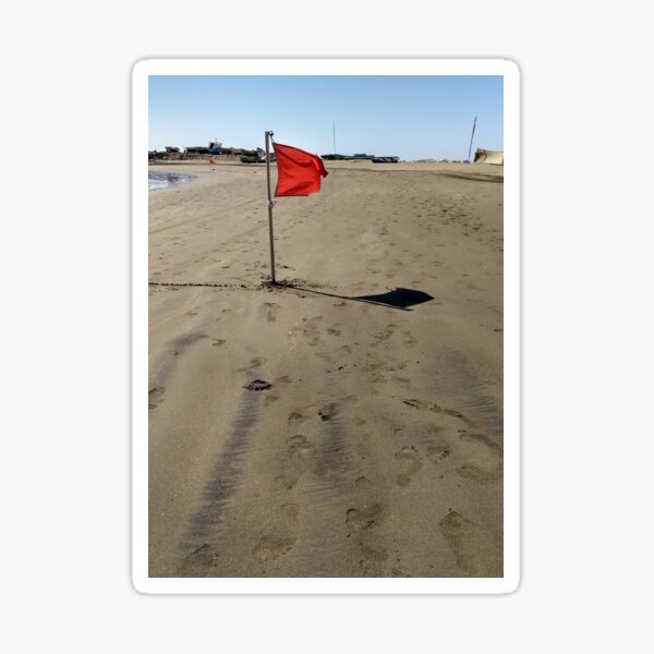 Red flag on the sand Sticker