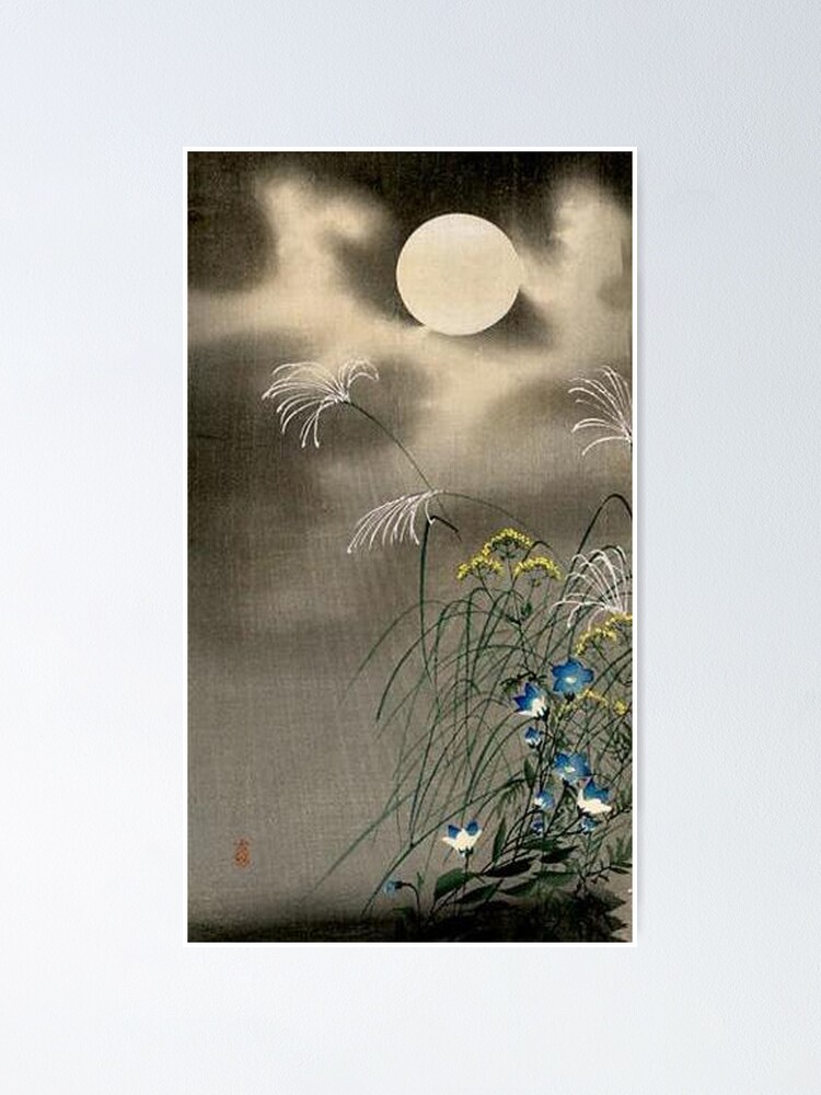 Mond und blaue Blumen - Ohara Koson - Favorite Artist Collection" Poster von vmajzlik | Redbubble