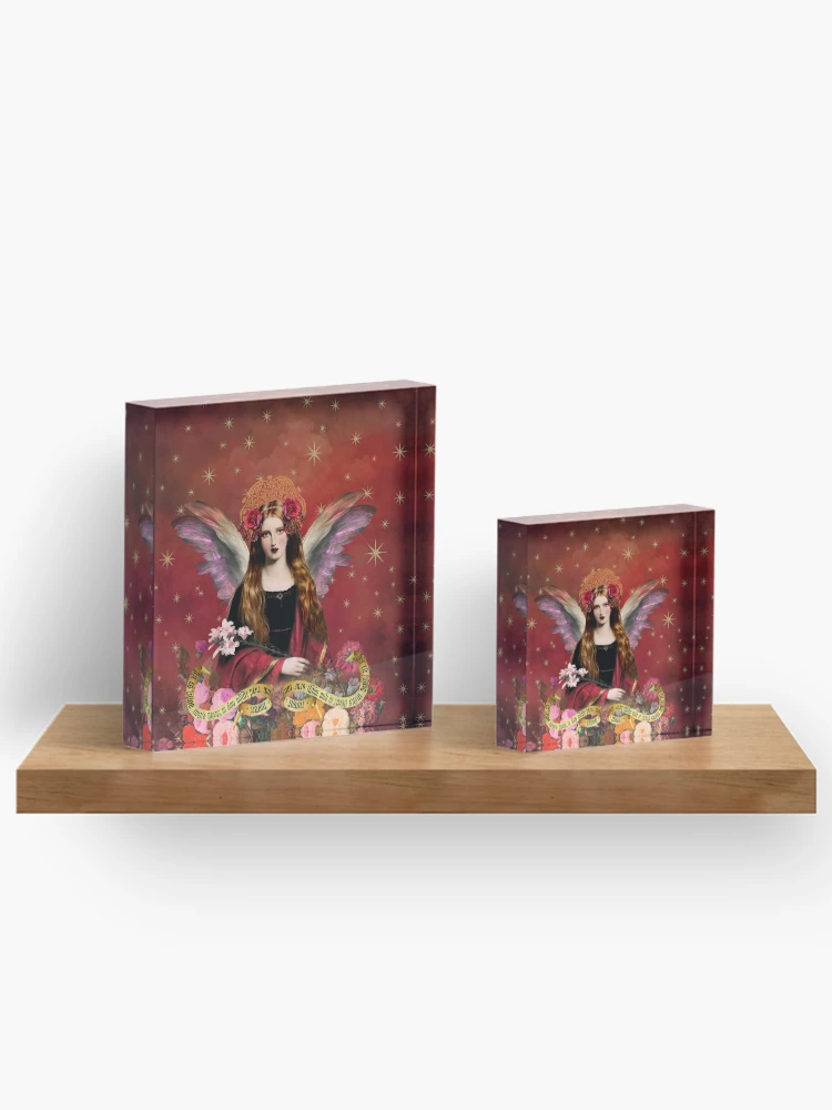 Thumbnail 3 of 5, Acrylic Block, Pre Raphaelite Angel In Red designed and sold by Demeters Spring.