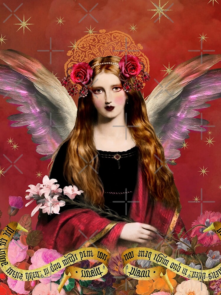 Thumbnail 3 of 3, Scarf, Pre Raphaelite Angel In Red designed and sold by DemetersSpring.