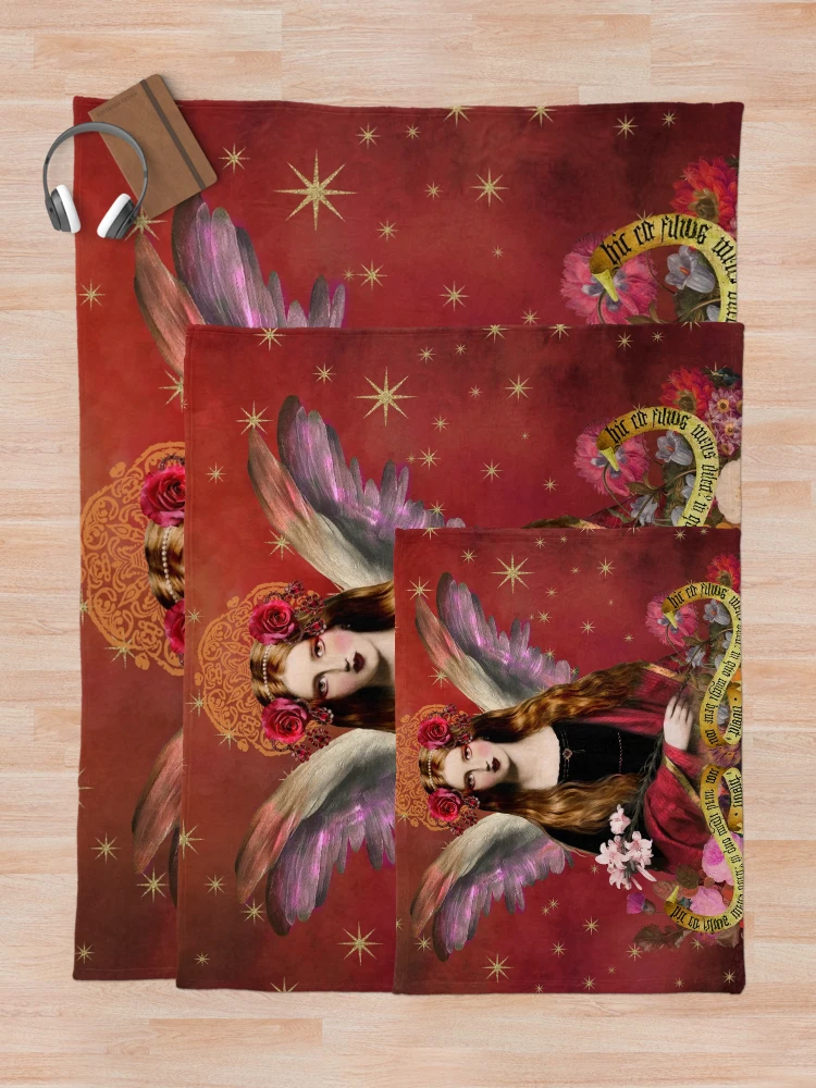 Thumbnail 5 of 6, Throw Blanket, Pre Raphaelite Angel In Red designed and sold by Demeters Spring.