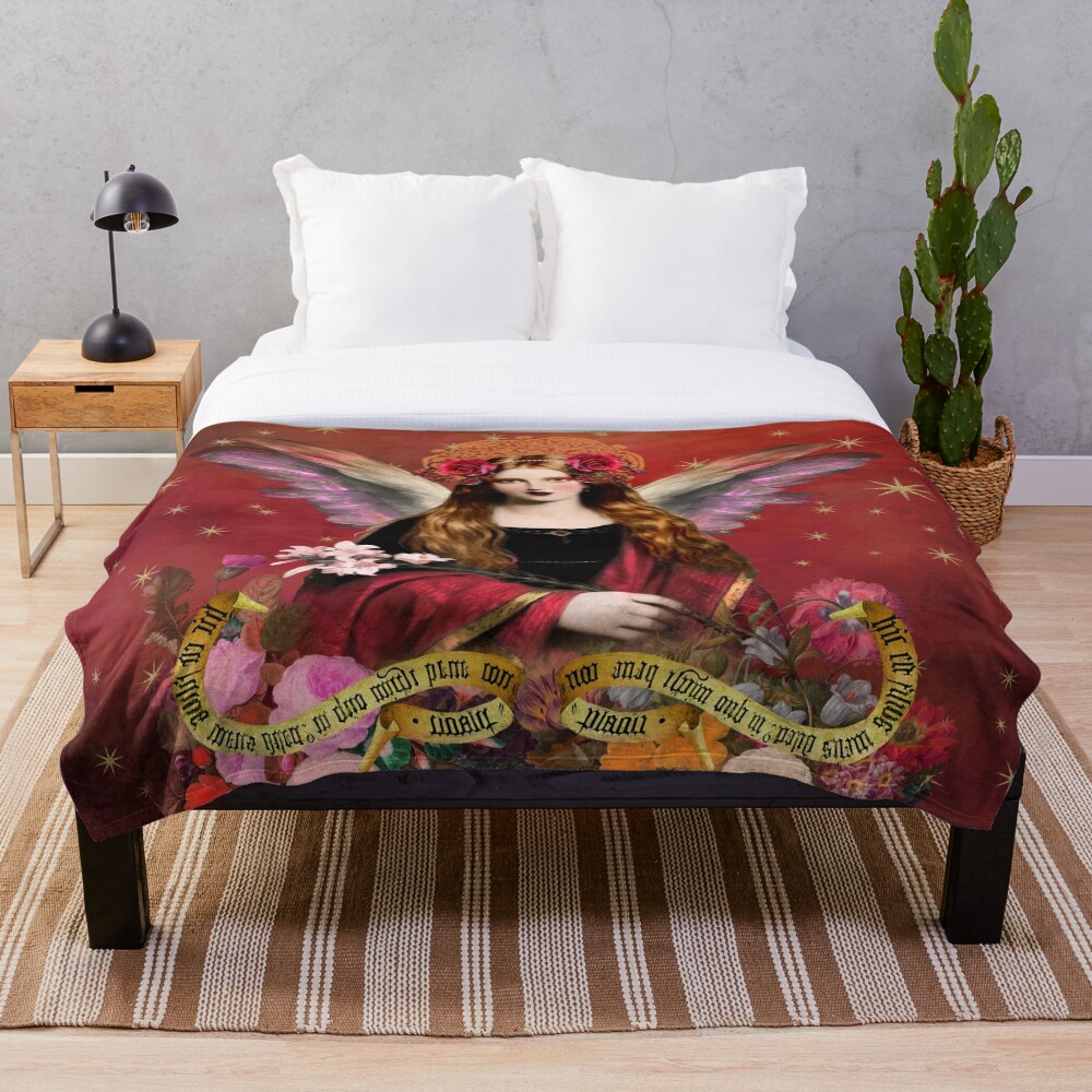 "Pre Raphaelite Angel In Red" Throw Blanket for Sale by DemetersSpring