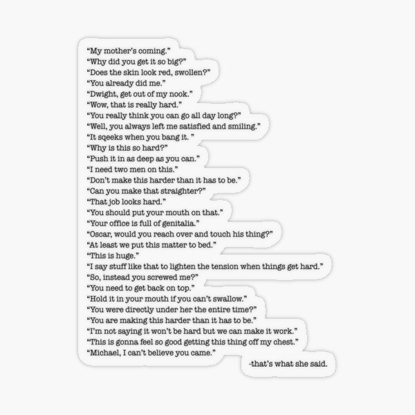 Every That's What She Said From The Office Transparent Sticker