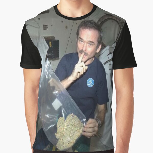 Astronaut with Weed Graphic T-Shirt