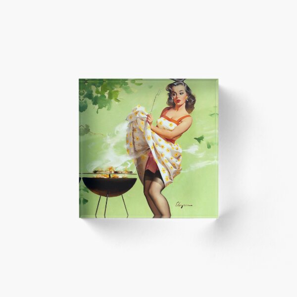 Smoke Screen Vintage Pin-up Girl Acrylic Block