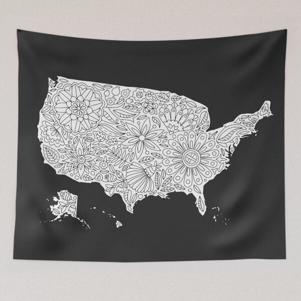 Item preview, Flowers USA Map, Floral Map of the United States designed and sold by Anna Grunduls.