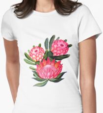 Protea flower watercolor - all over print Women's Fitted T-Shirt