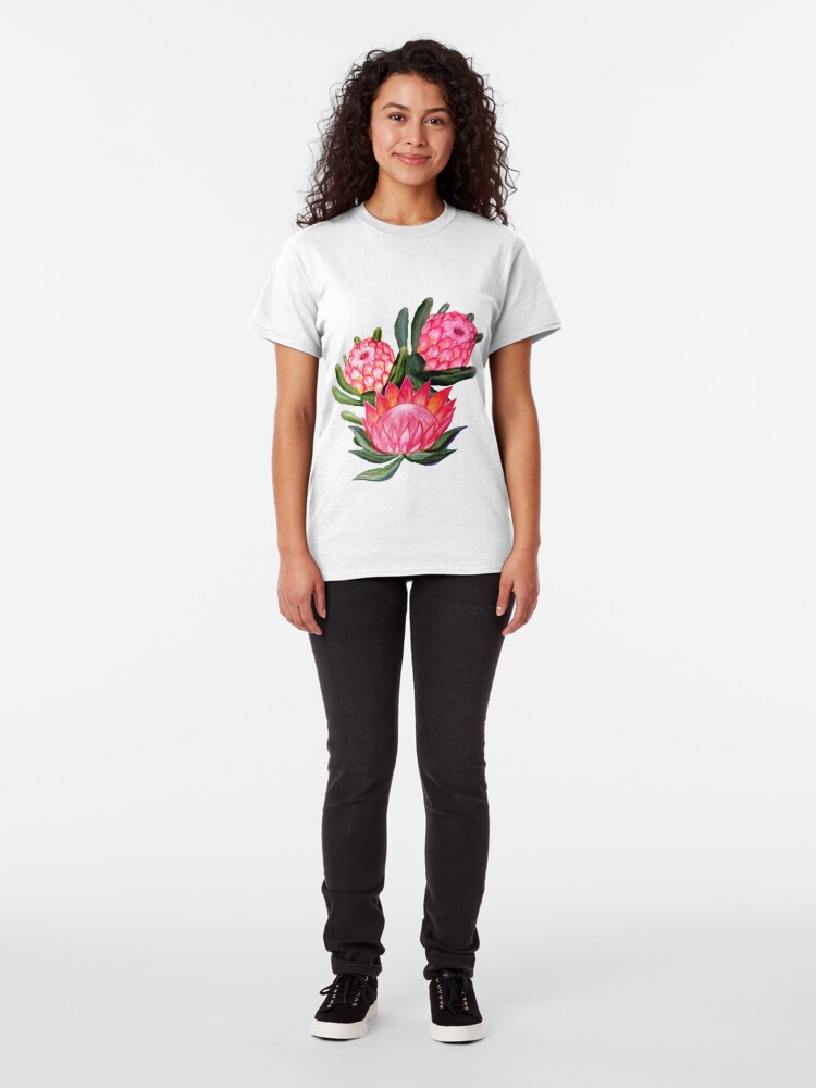 Alternate view of Protea flower watercolor - all over print Classic T-Shirt