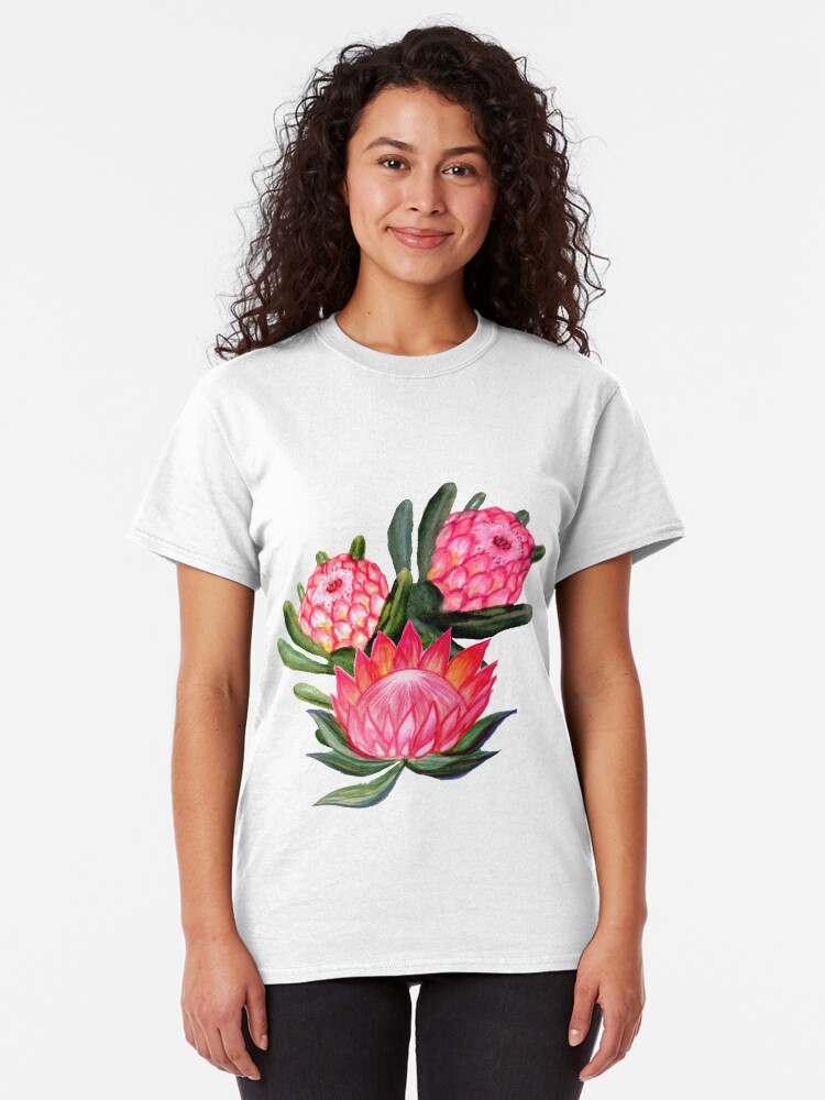 Alternate view of Protea flower watercolor - all over print Classic T-Shirt